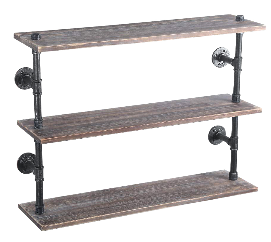 NO.Y-N06 Industrial style 3 layers of solid wood bookshelves, multi-ayer iron art wall hangers