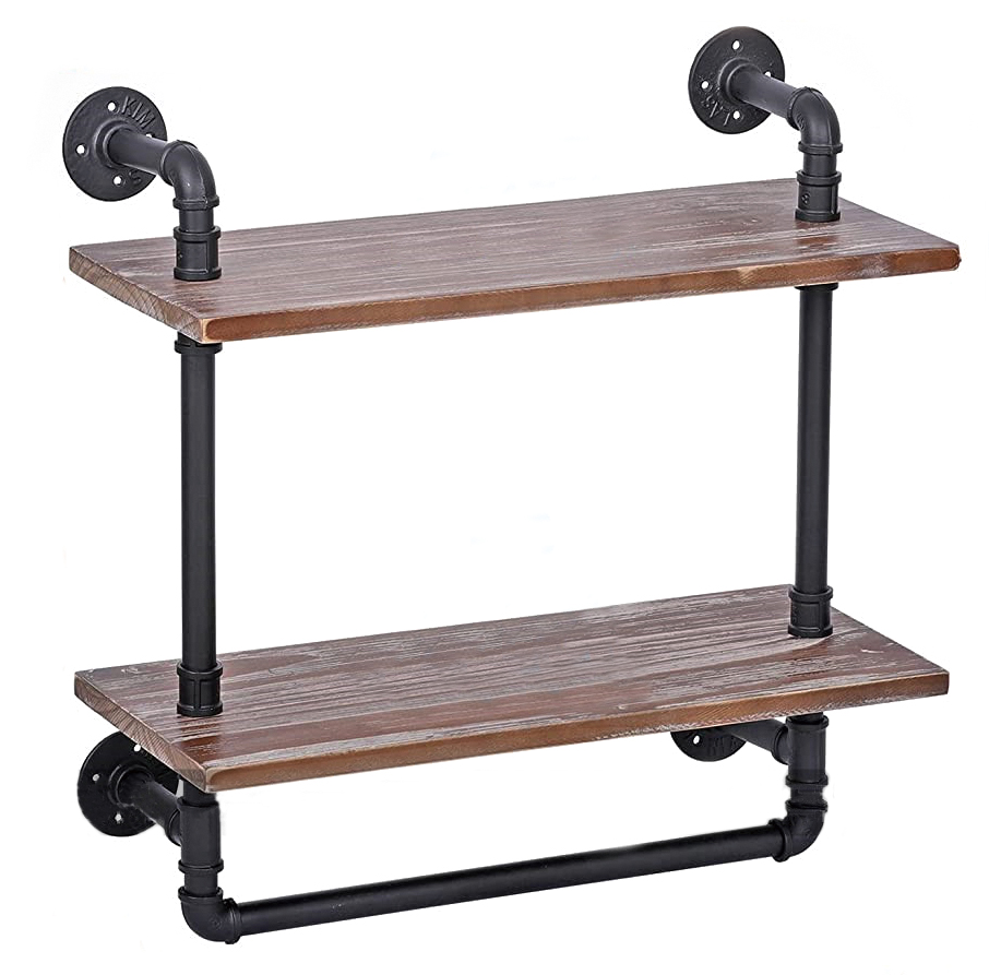 NO.H-N17 Loft double-layer solid wood and iron art bookshelf