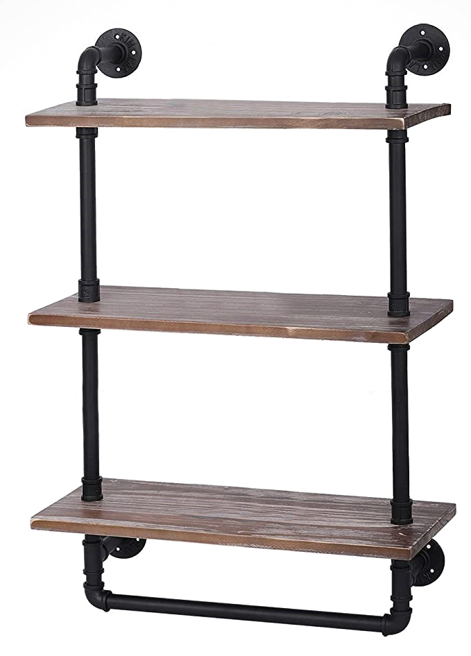 NO.H-N18 Wall hanging iron art three-layer wall shelf, multi-layer solid wood shelf