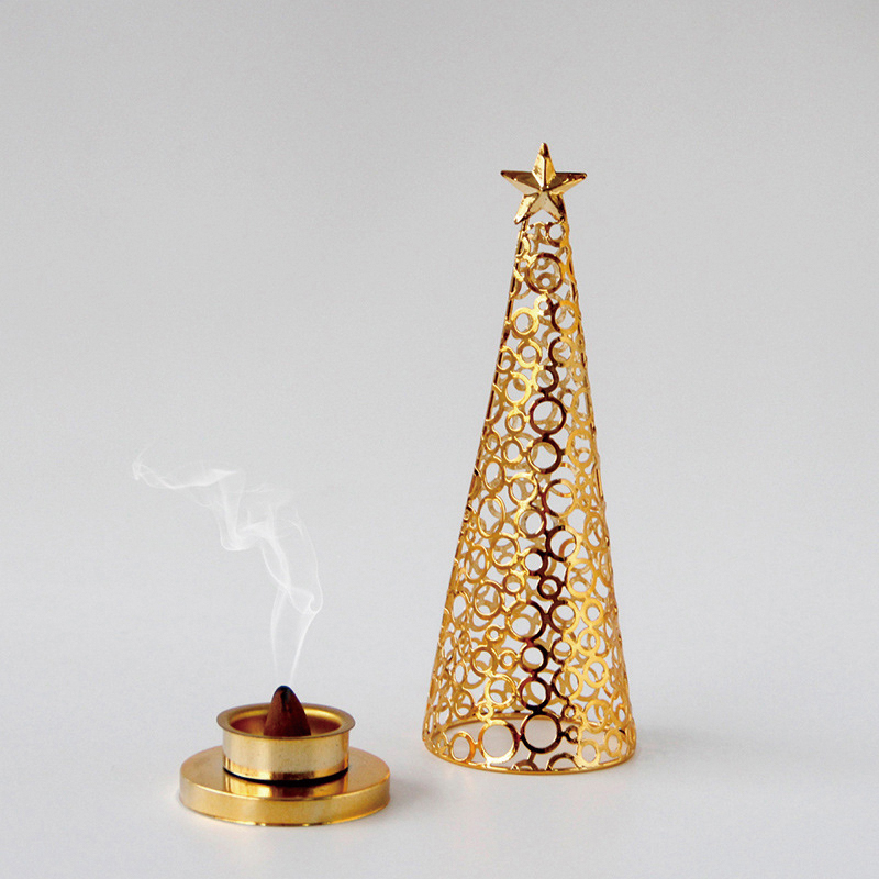 NO.NW-15 Golden Christmas Circle Incense burner - small