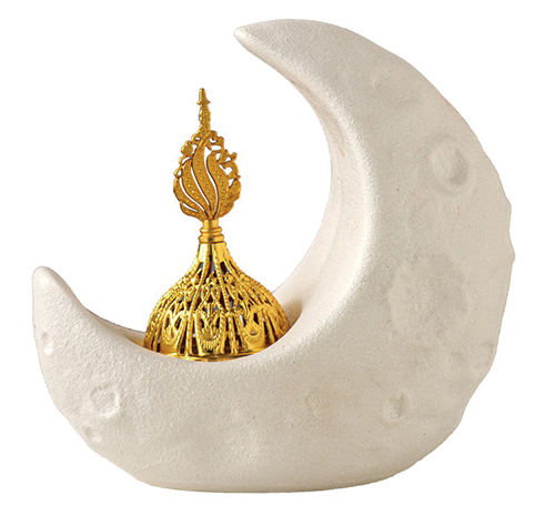 NO.NW-30 Ceramic moon incense burner cap - white