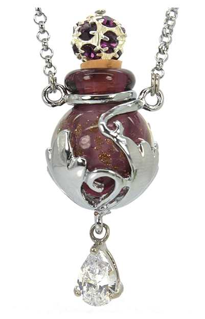 NO.NP-1 Purple glass oil bottle necklace, OUD oil bottle