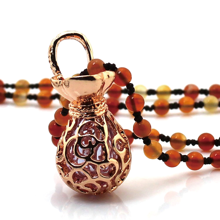 NO.NP-6 Money bag fortune bag oil bottle necklace pendant, OUD oil bottle