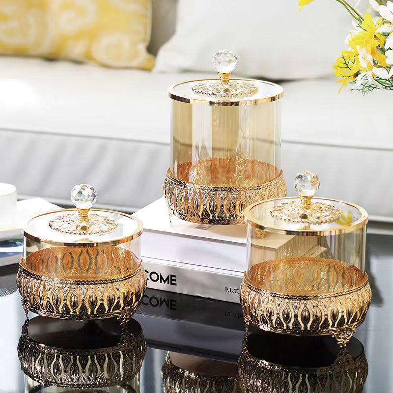 NO.2312 Agarwood storage jar Iron candy jar 3-piece candy and dried fruit storage jar