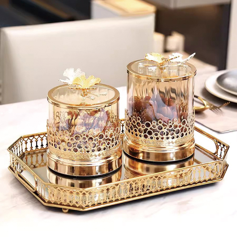 NO.TG3 Agarwood storage jar European light luxury high transparent glass butterfly candy jar